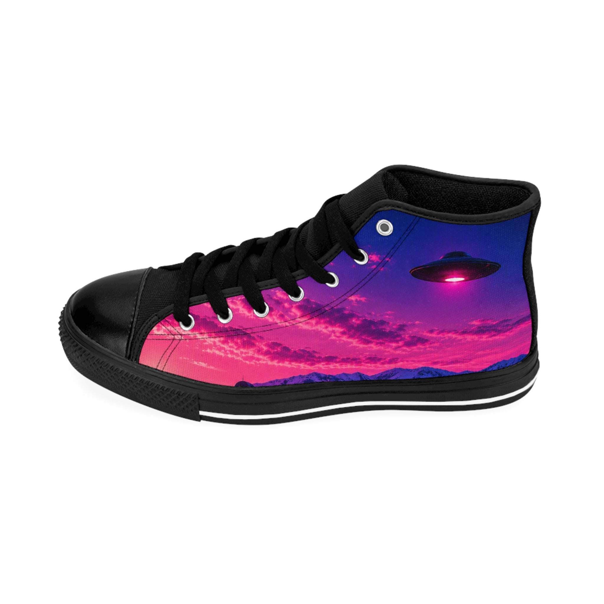 Super Secret UFO Sunset Retro High-Top Sneakers
