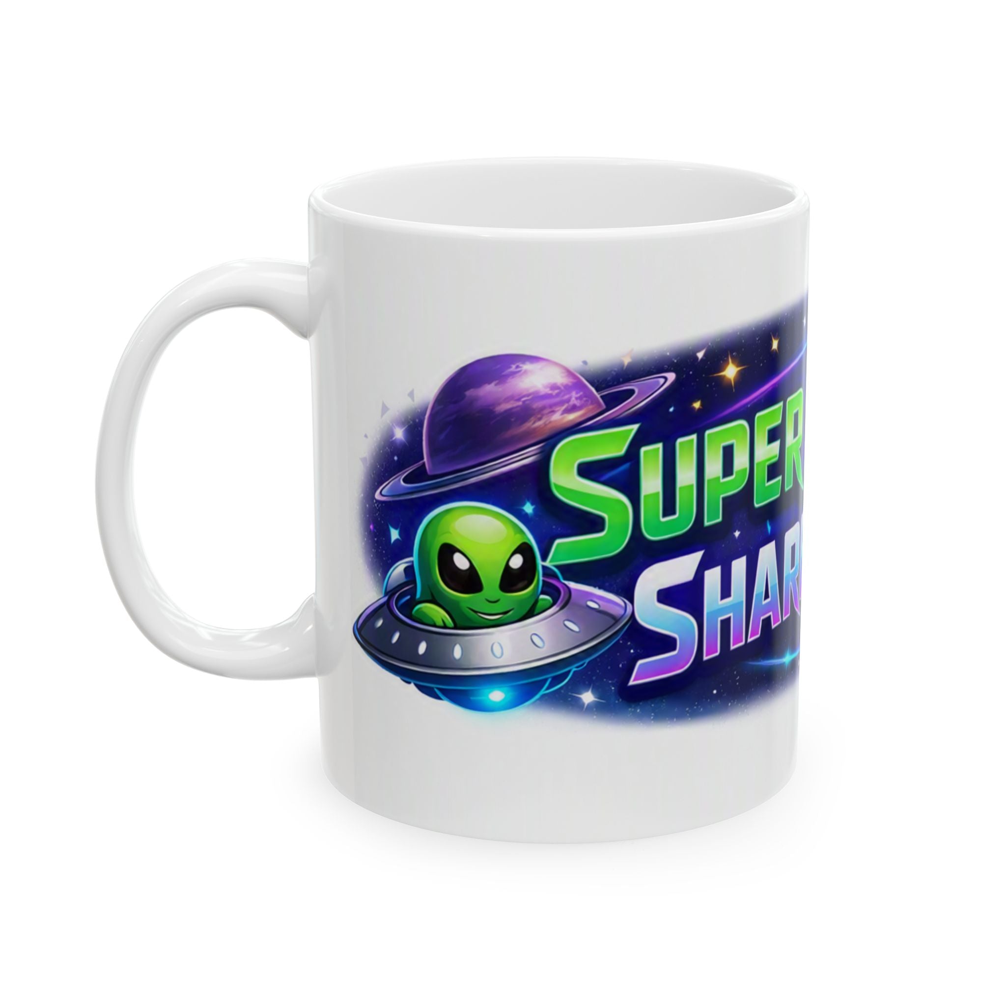 Super Secret Ceramic Mug — "Super Secret Share Spot" Galactic Logo Coffee Cup (11oz/15oz)