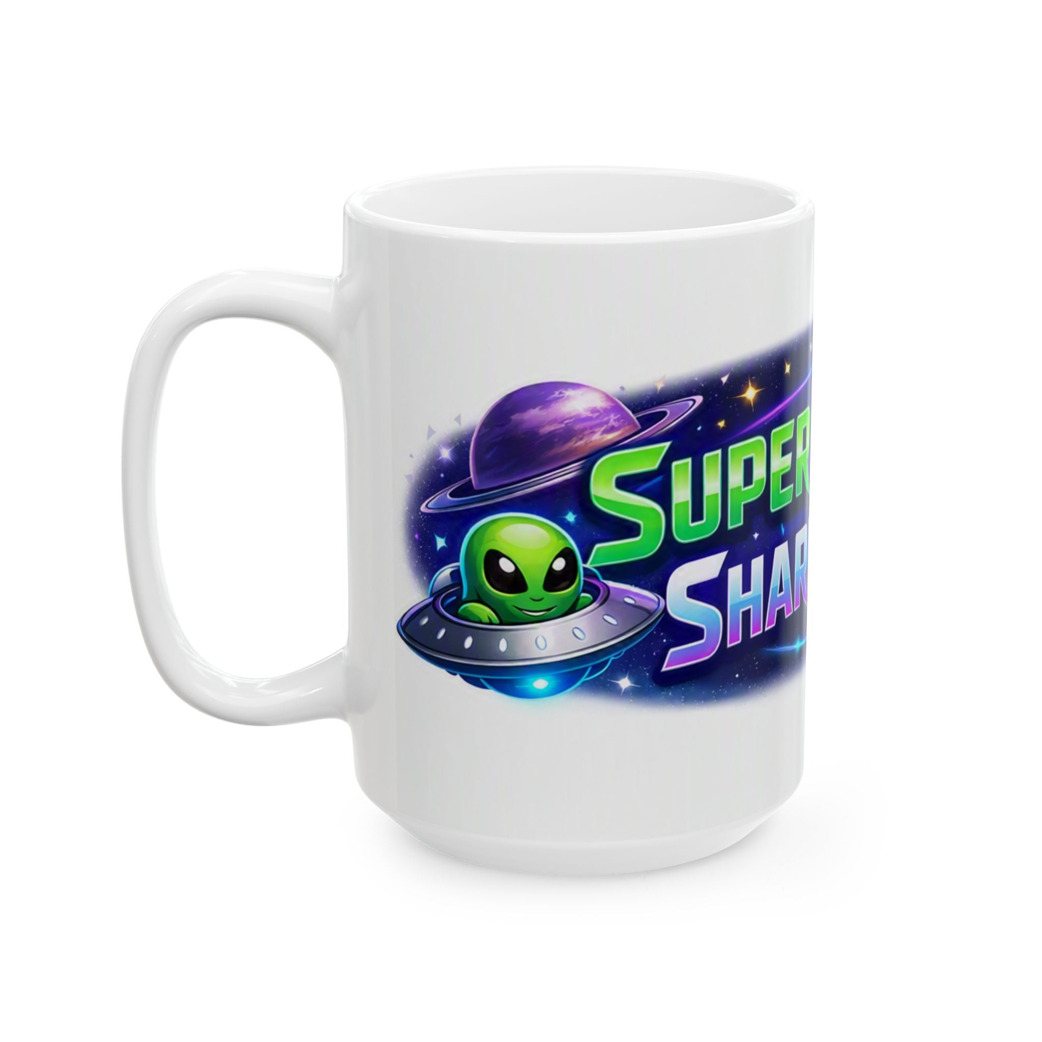 Super Secret Ceramic Mug — "Super Secret Share Spot" Galactic Logo Coffee Cup (11oz/15oz)