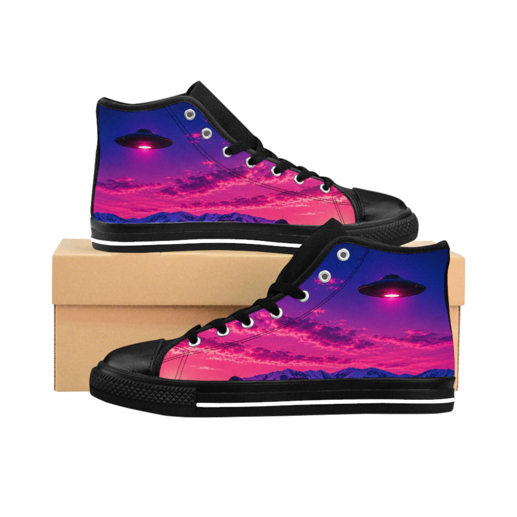 Super Secret UFO Sunset Retro High-Top Sneakers